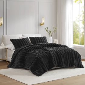 Ultrasoft Faux Fur Ribbed Comforter Set Full/Queen (Color: as Pic)