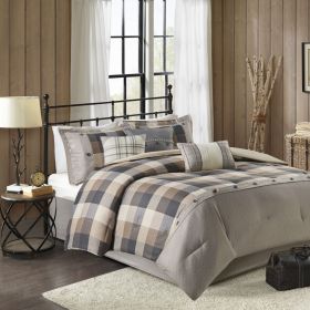 7 Piece Herringbone Comforter Set (Color: as Pic)